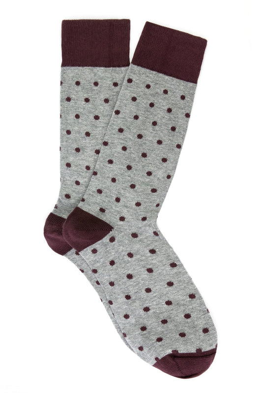 Grey socks with garnet dots