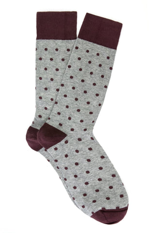 Garnet socks with grey dots